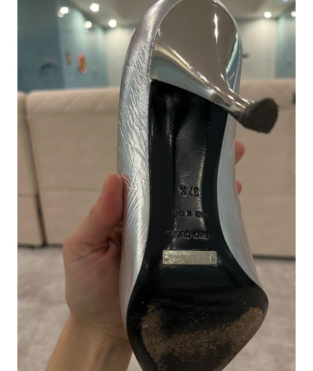 DOLCE&GABBANA Серебряные кожаные туфли, фото 5