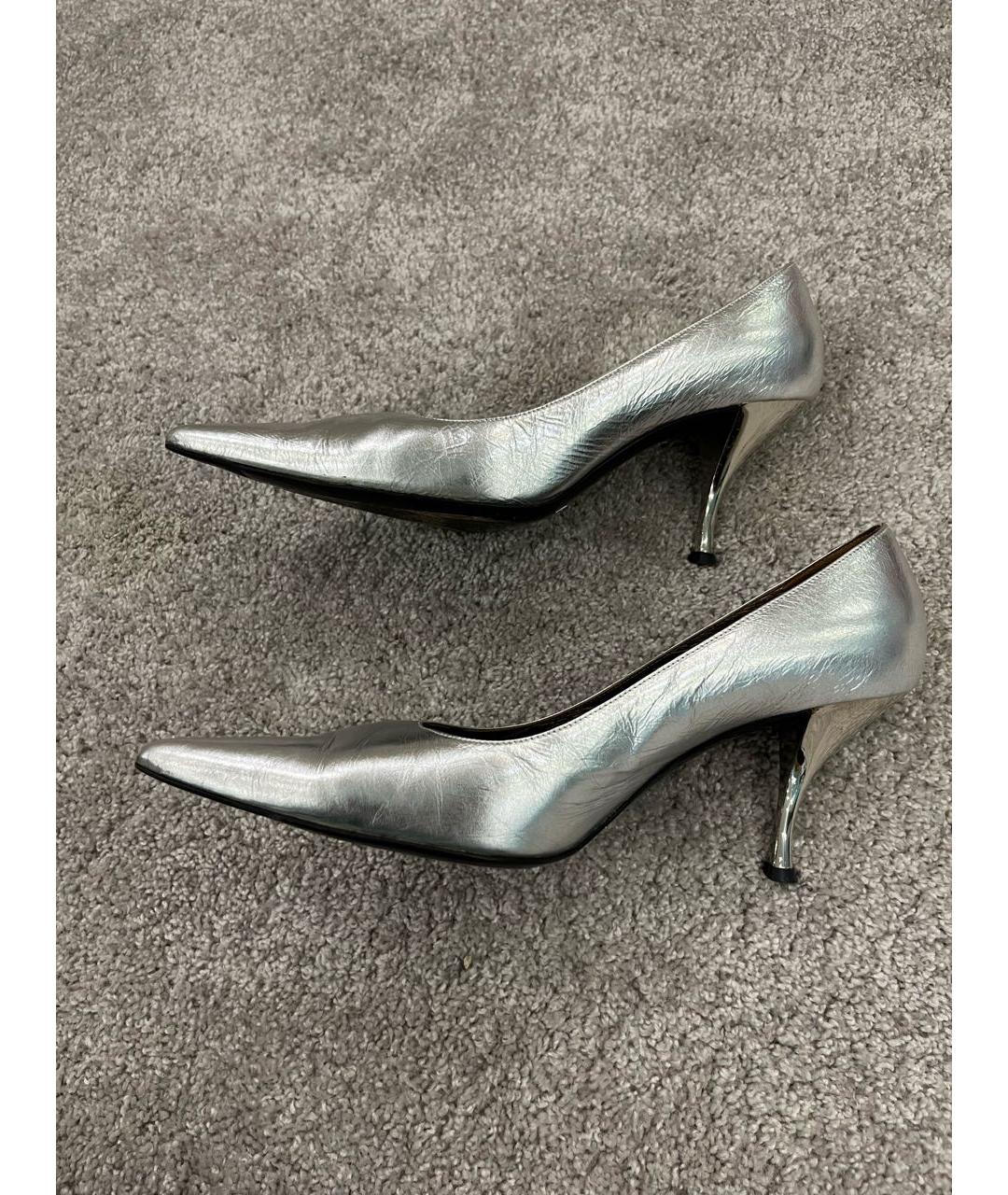 DOLCE&GABBANA Серебряные кожаные туфли, фото 2