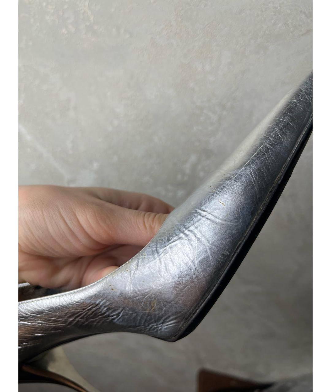 DOLCE&GABBANA Серебряные кожаные туфли, фото 8