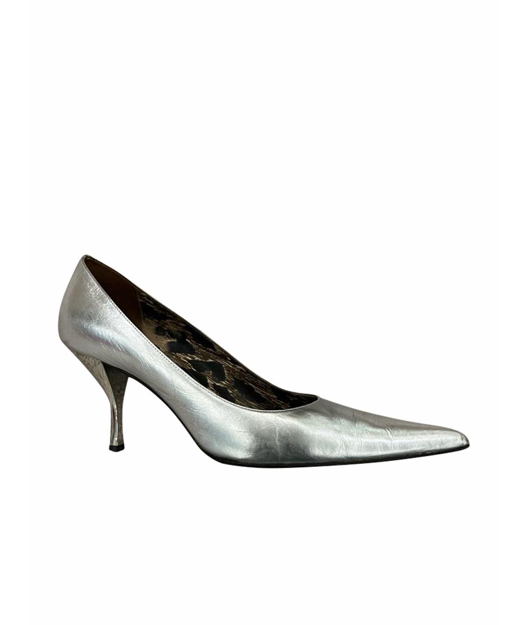 DOLCE&GABBANA Серебряные кожаные туфли, фото 1