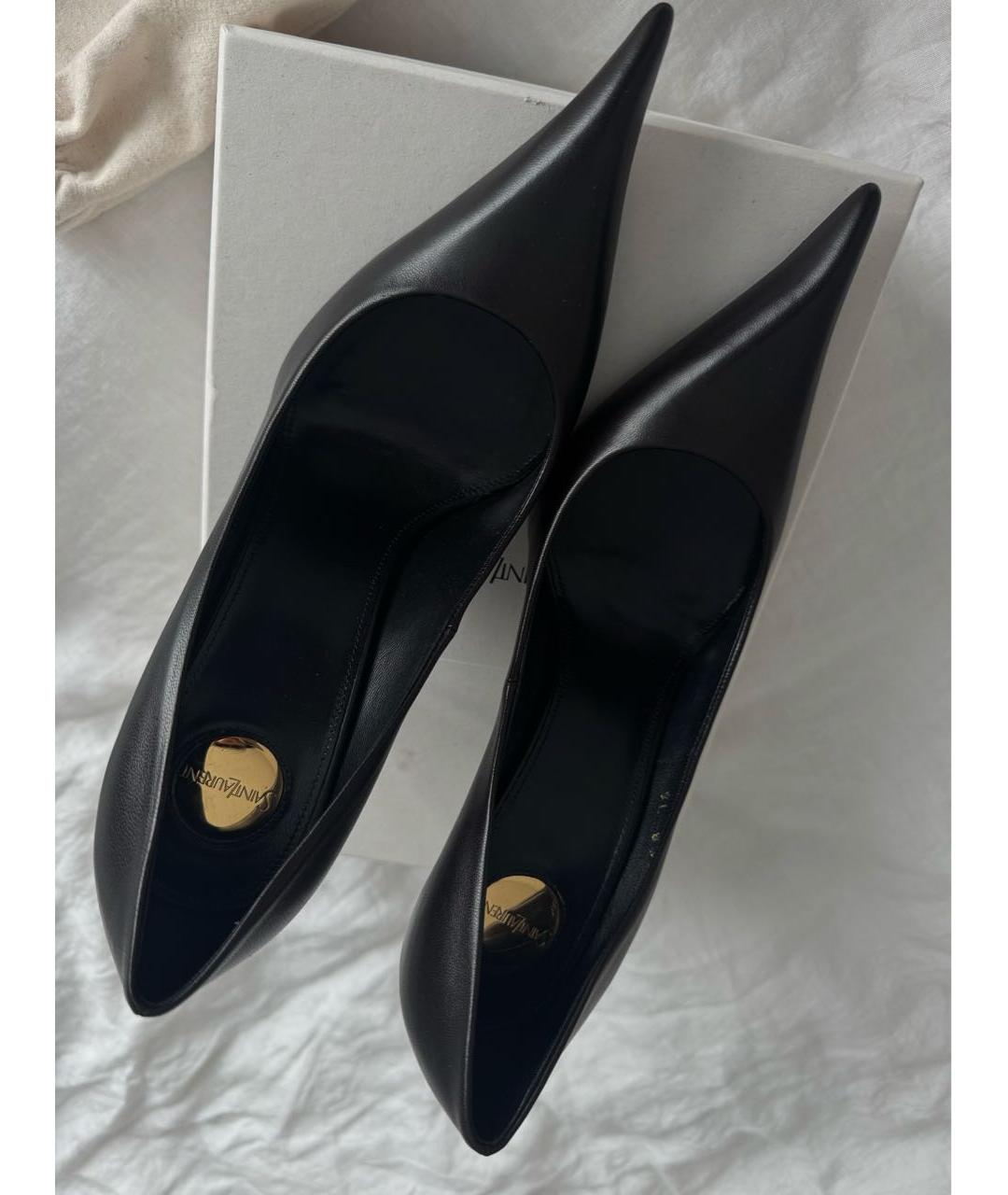 SAINT LAURENT Коричневые кожаные туфли, фото 3