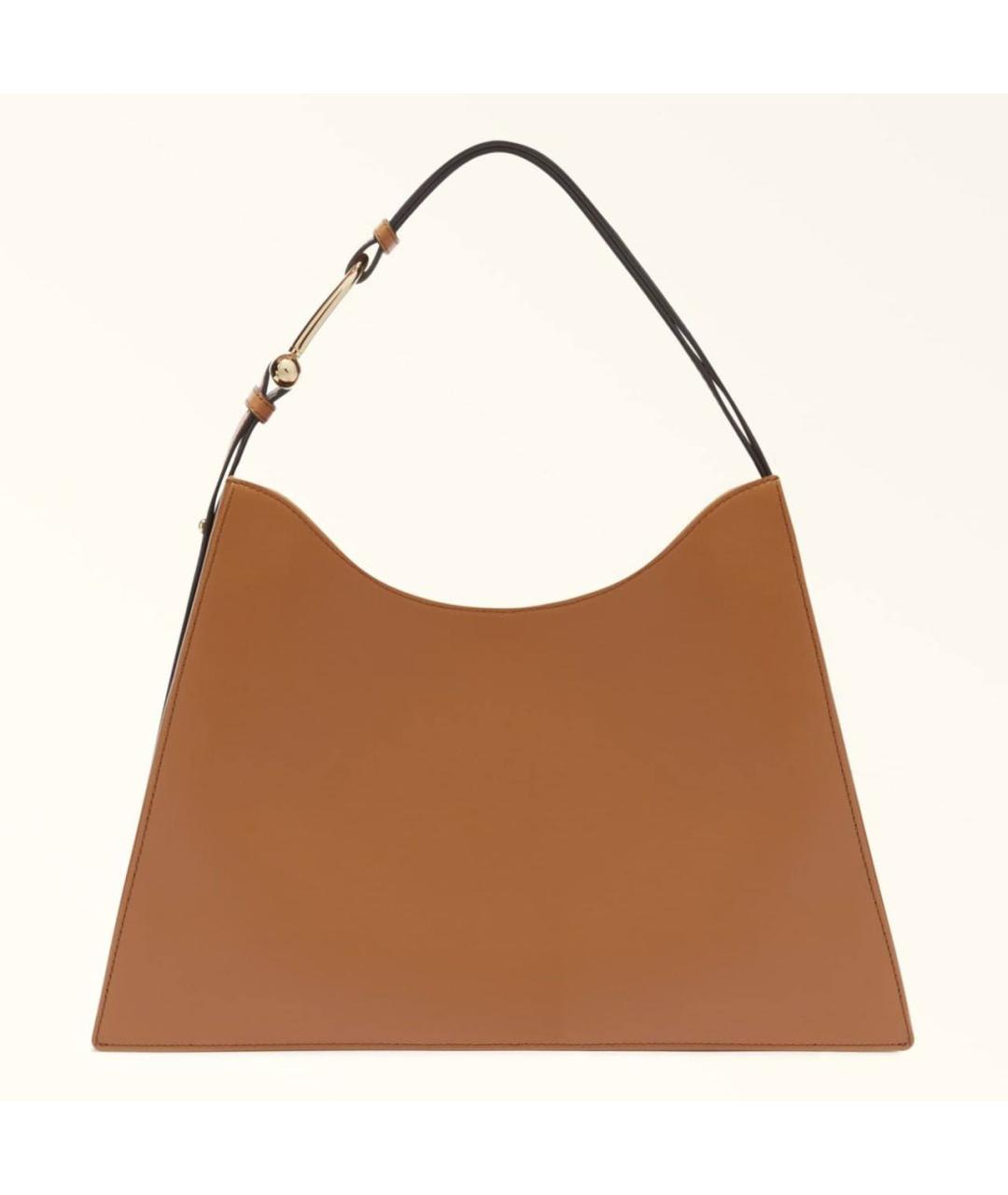 FURLA Коричневая кожаная сумка с короткими ручками, фото 7