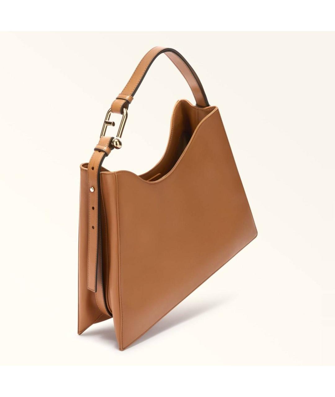 FURLA Коричневая кожаная сумка с короткими ручками, фото 2