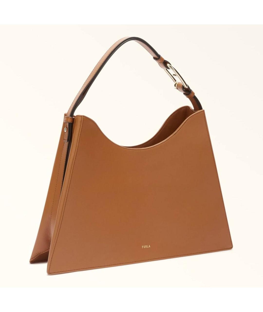 FURLA Коричневая кожаная сумка с короткими ручками, фото 3