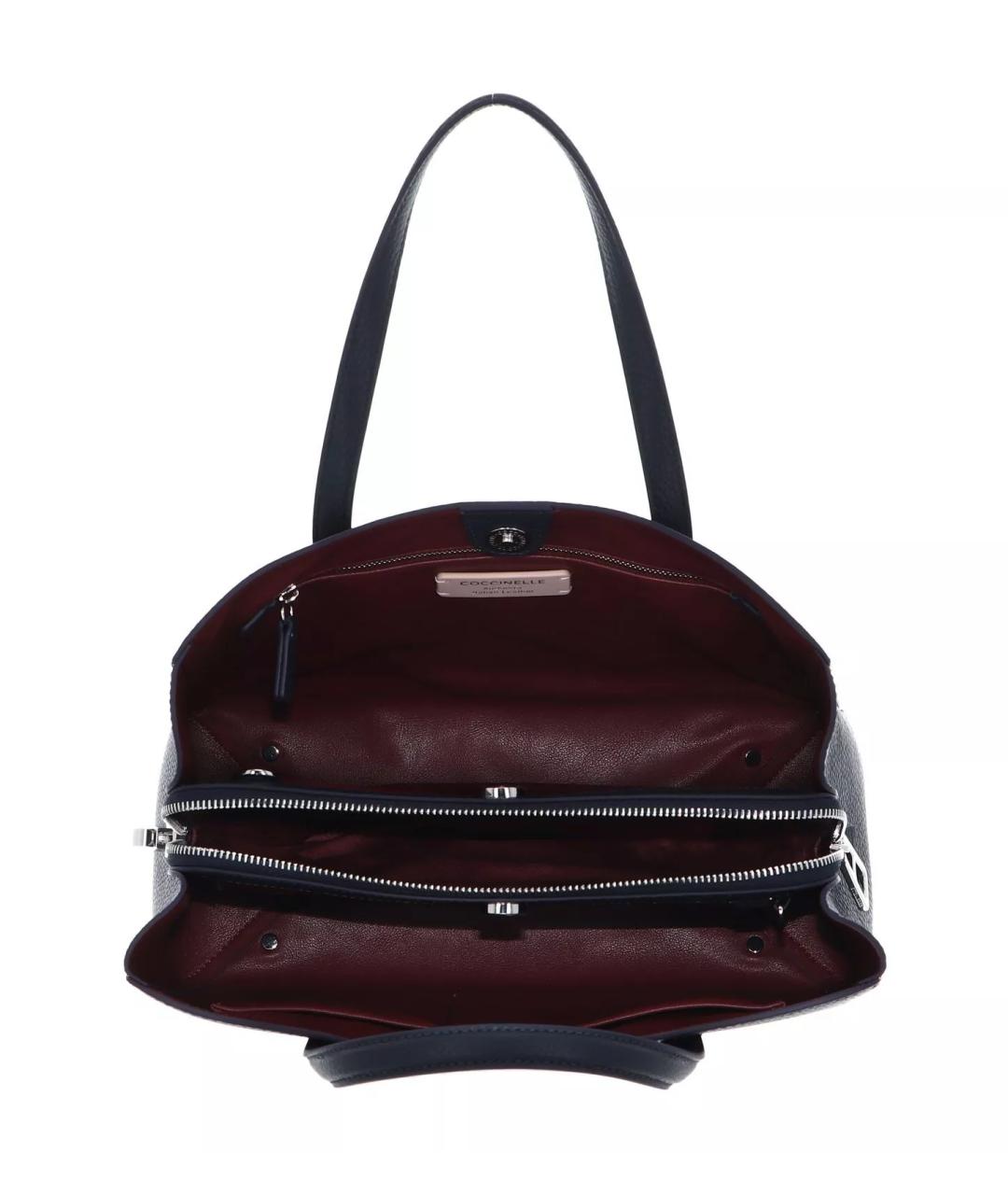 COCCINELLE Темно-синяя кожаная сумка тоут, фото 4