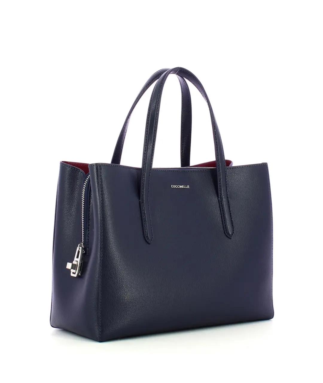 COCCINELLE Темно-синяя кожаная сумка тоут, фото 3