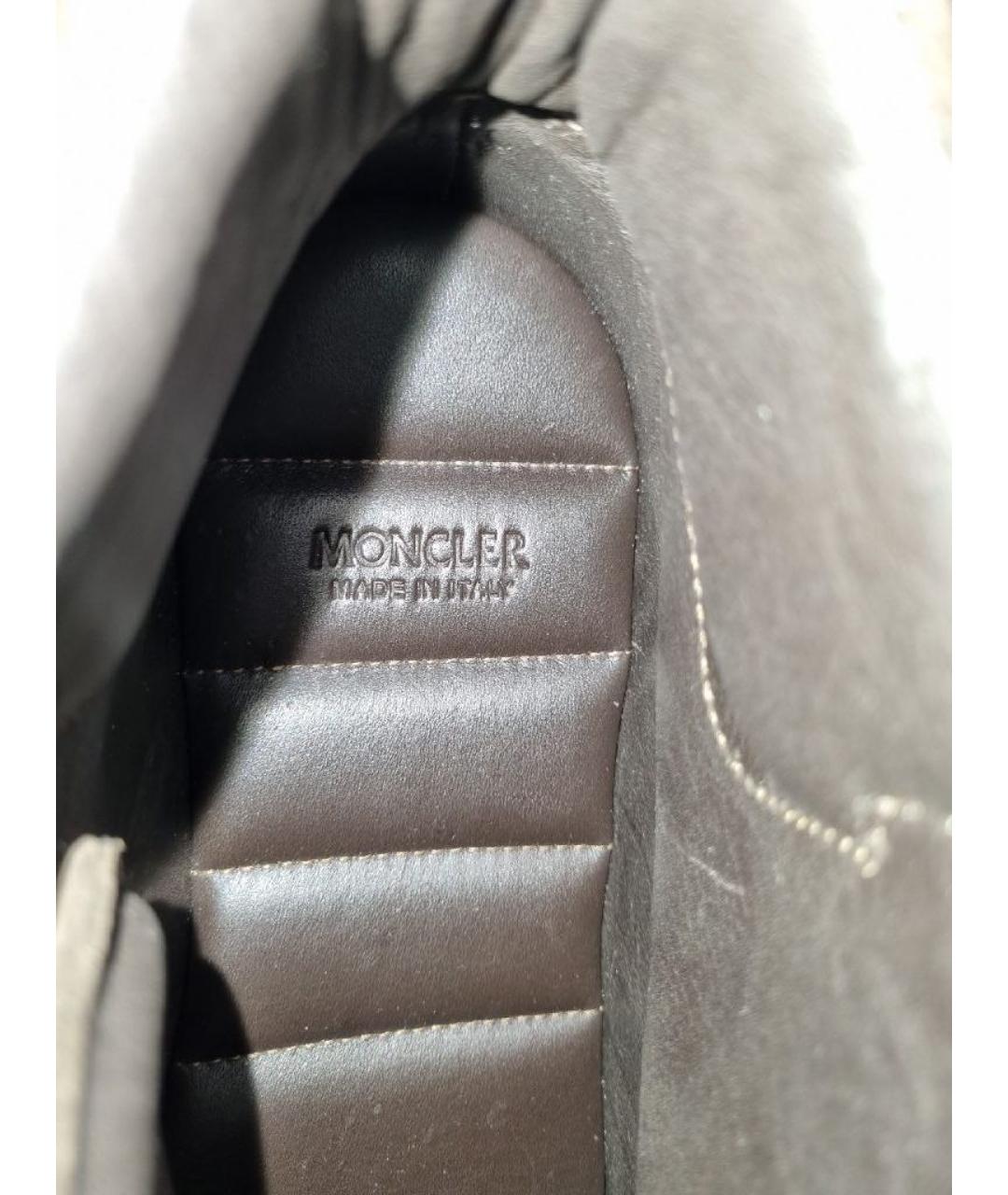 MONCLER Коричневые замшевые высокие кроссовки / кеды, фото 5