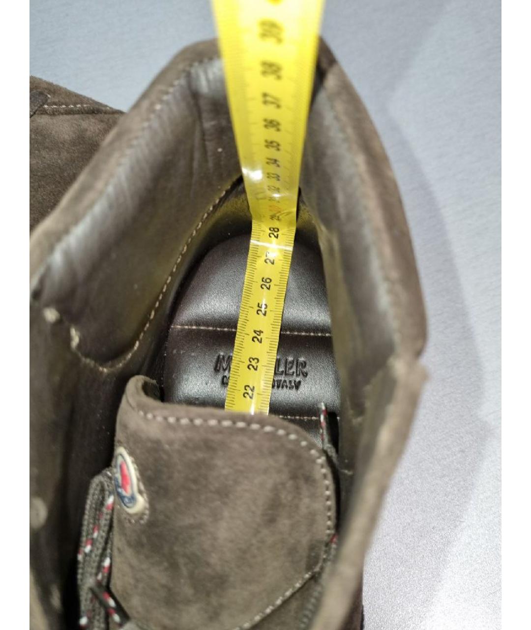 MONCLER Коричневые замшевые высокие кроссовки / кеды, фото 6