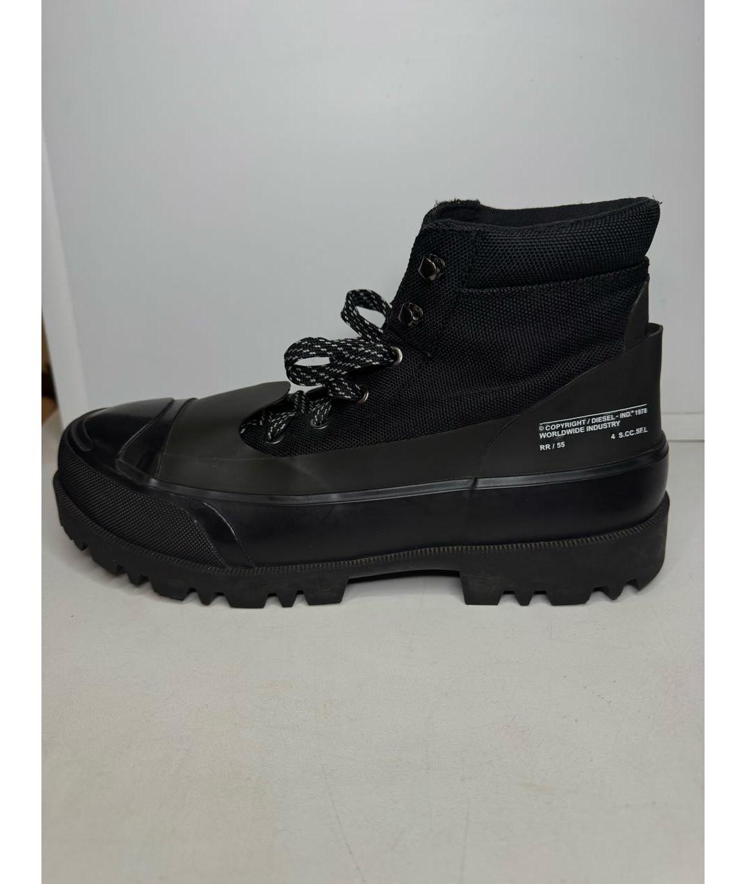 DIESEL Черные текстильные высокие ботинки, фото 2