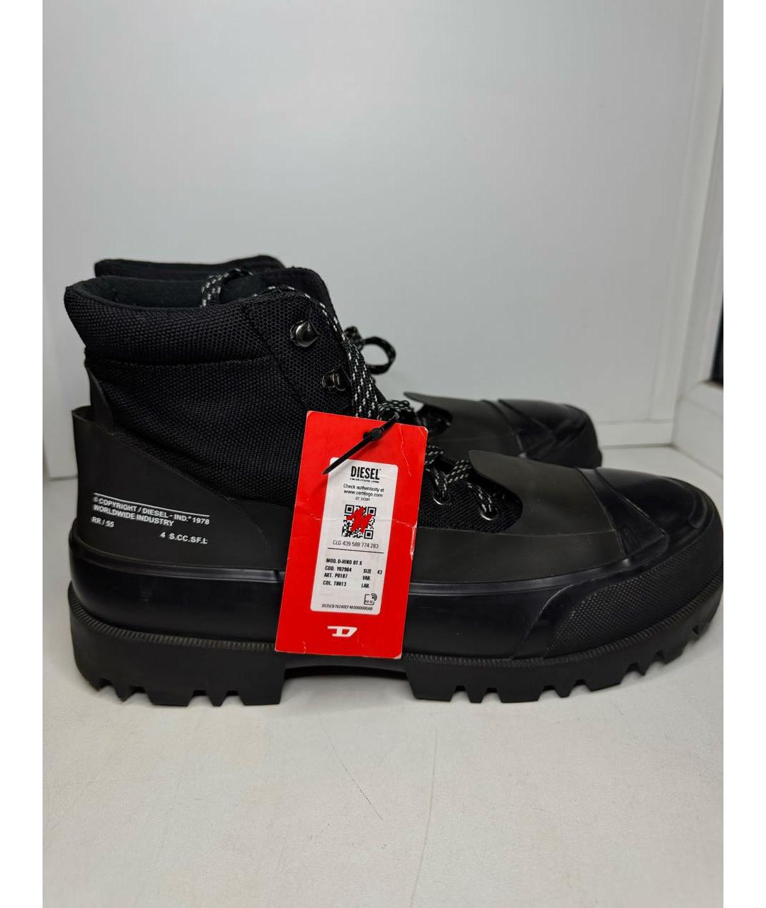 DIESEL Черные текстильные высокие ботинки, фото 6