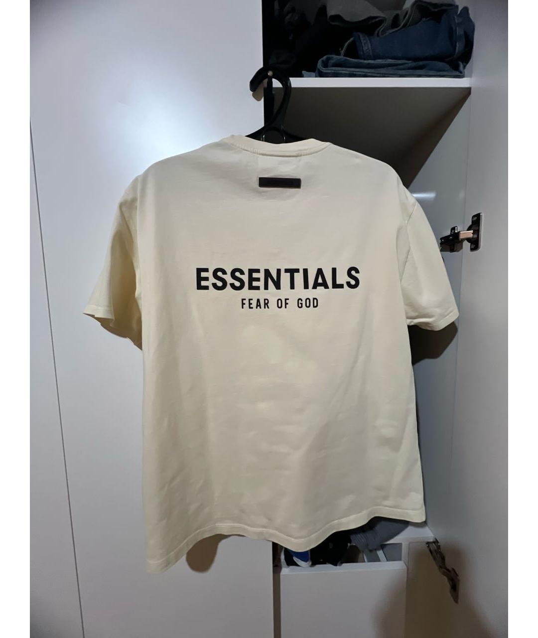 FEAR OF GOD ESSENTIALS Бежевая хлопковая футболка, фото 4