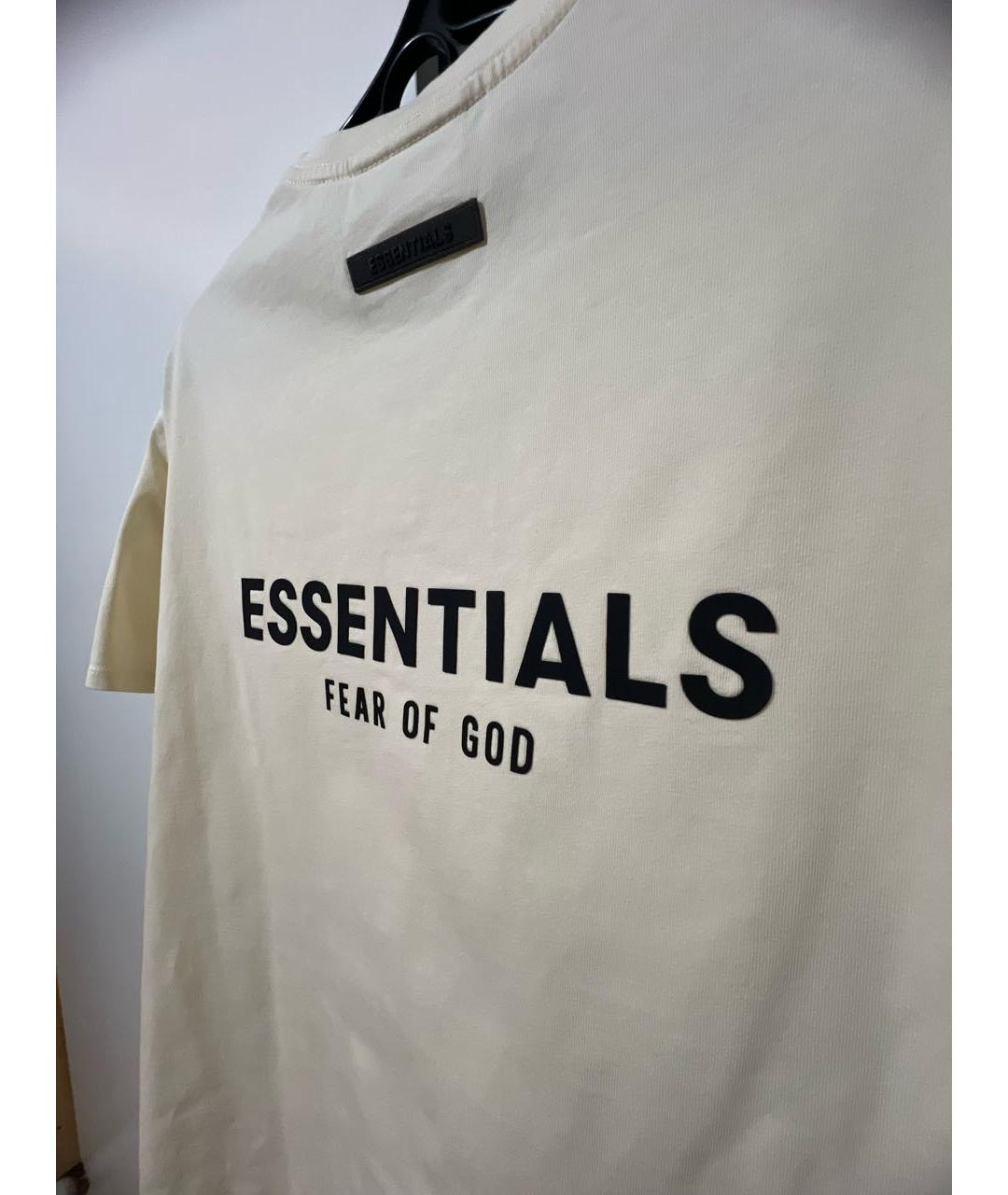 FEAR OF GOD ESSENTIALS Бежевая хлопковая футболка, фото 3
