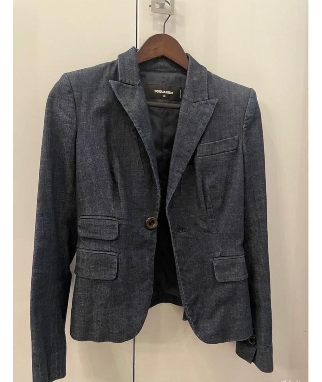 DSQUARED2 Темно-синий хлопковый жакет/пиджак, фото 7