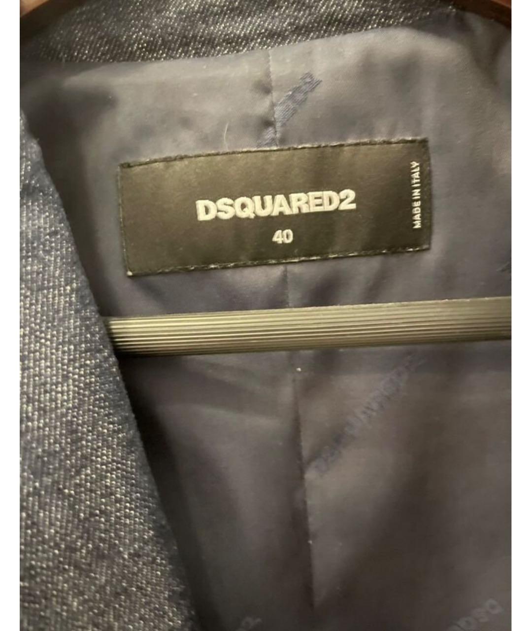 DSQUARED2 Темно-синий хлопковый жакет/пиджак, фото 3