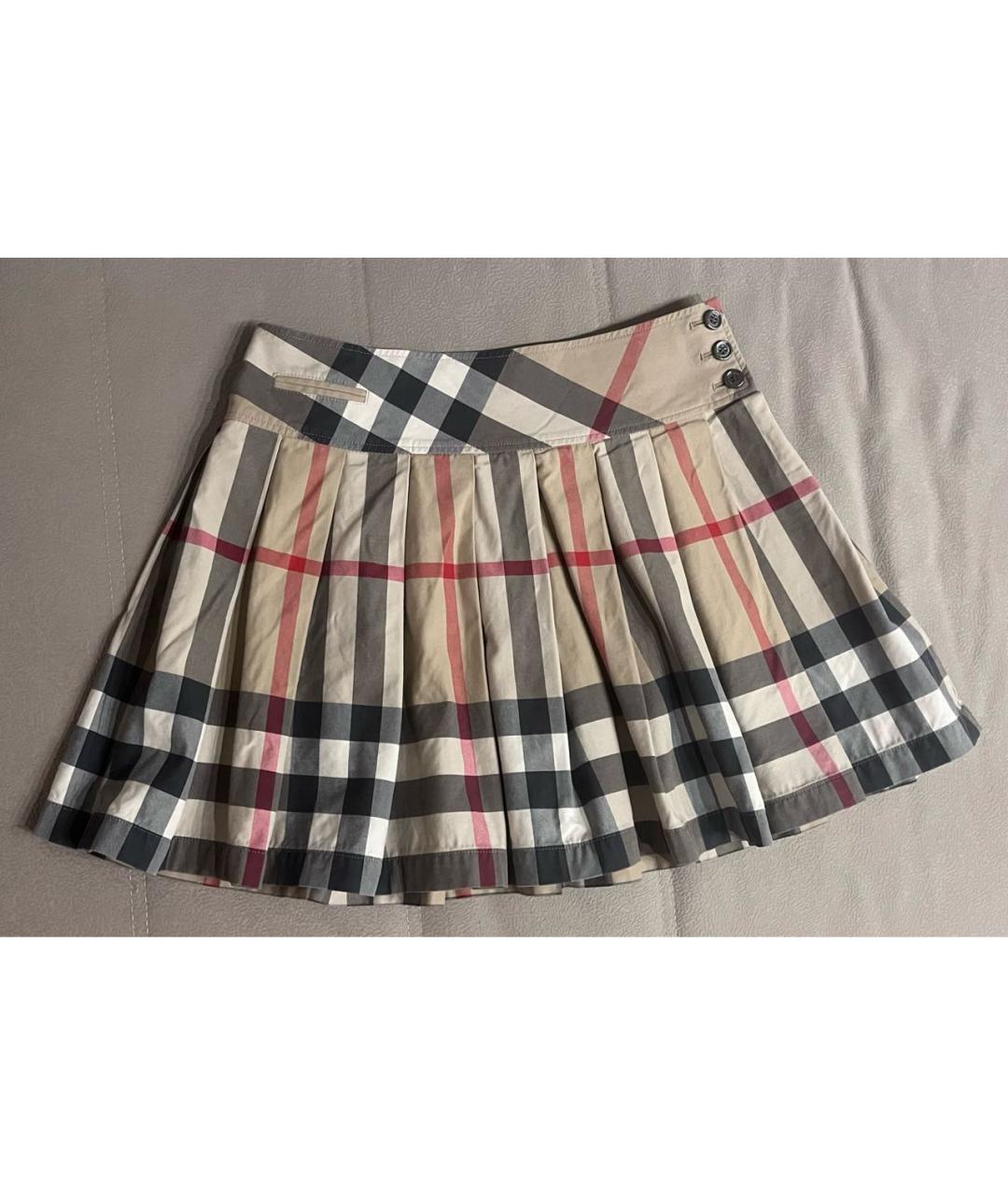 BURBERRY KIDS Мульти хлопковая юбка, фото 6