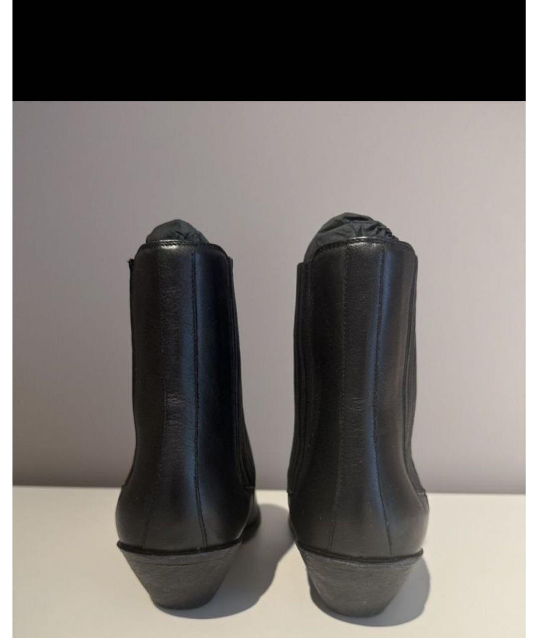 SAINT LAURENT Черные кожаные полусапоги, фото 4