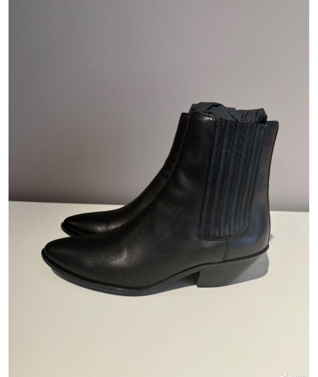 SAINT LAURENT Черные кожаные полусапоги, фото 2