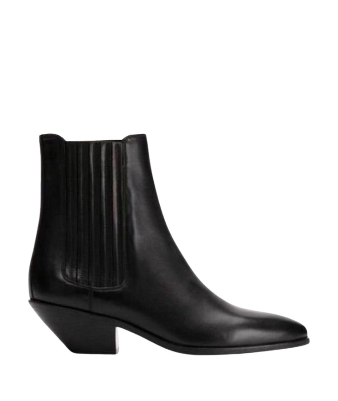 SAINT LAURENT Черные кожаные полусапоги, фото 1