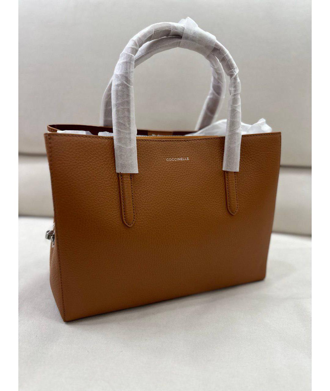 COCCINELLE Коричневая кожаная сумка тоут, фото 5