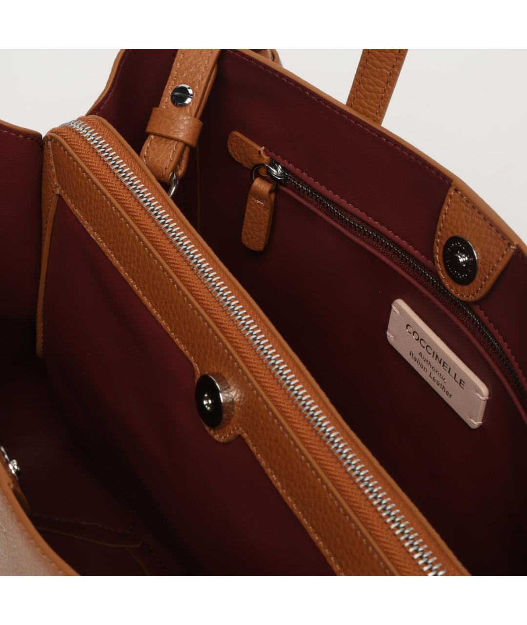 COCCINELLE Коричневая кожаная сумка тоут, фото 4