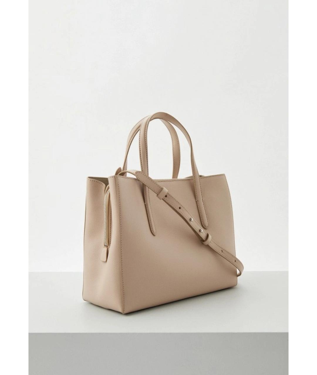 COCCINELLE Бежевая кожаная сумка тоут, фото 2