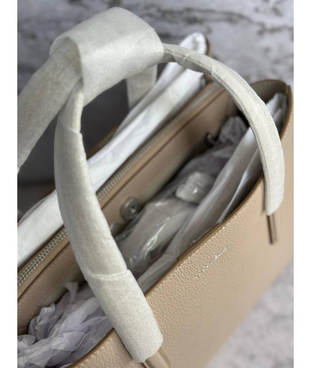 COCCINELLE Бежевая кожаная сумка тоут, фото 5