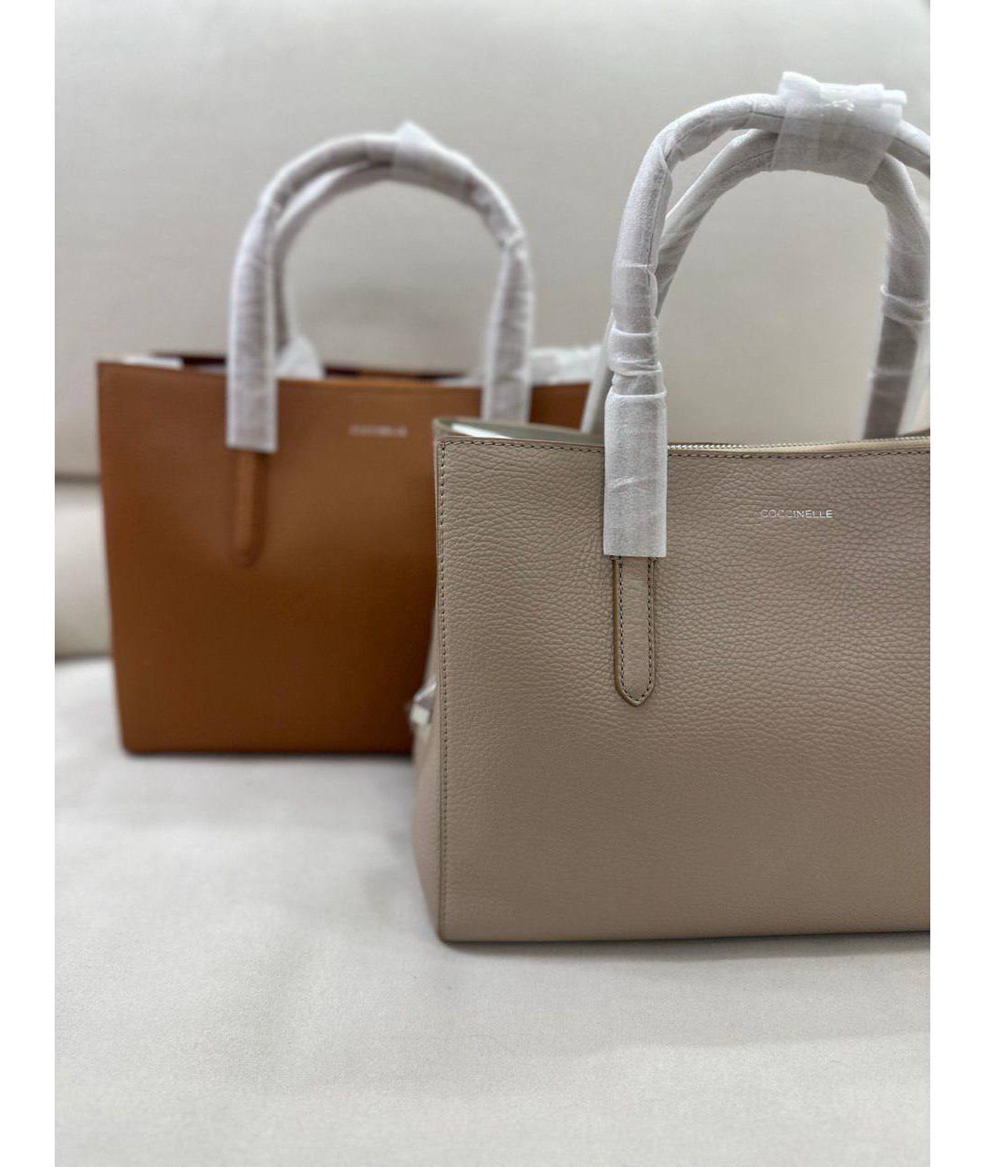 COCCINELLE Бежевая кожаная сумка тоут, фото 7