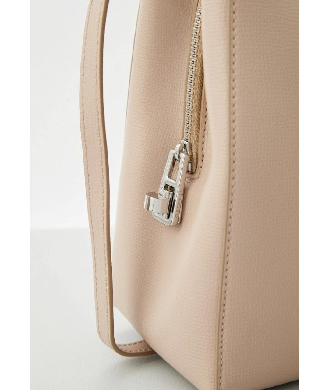 COCCINELLE Бежевая кожаная сумка тоут, фото 3