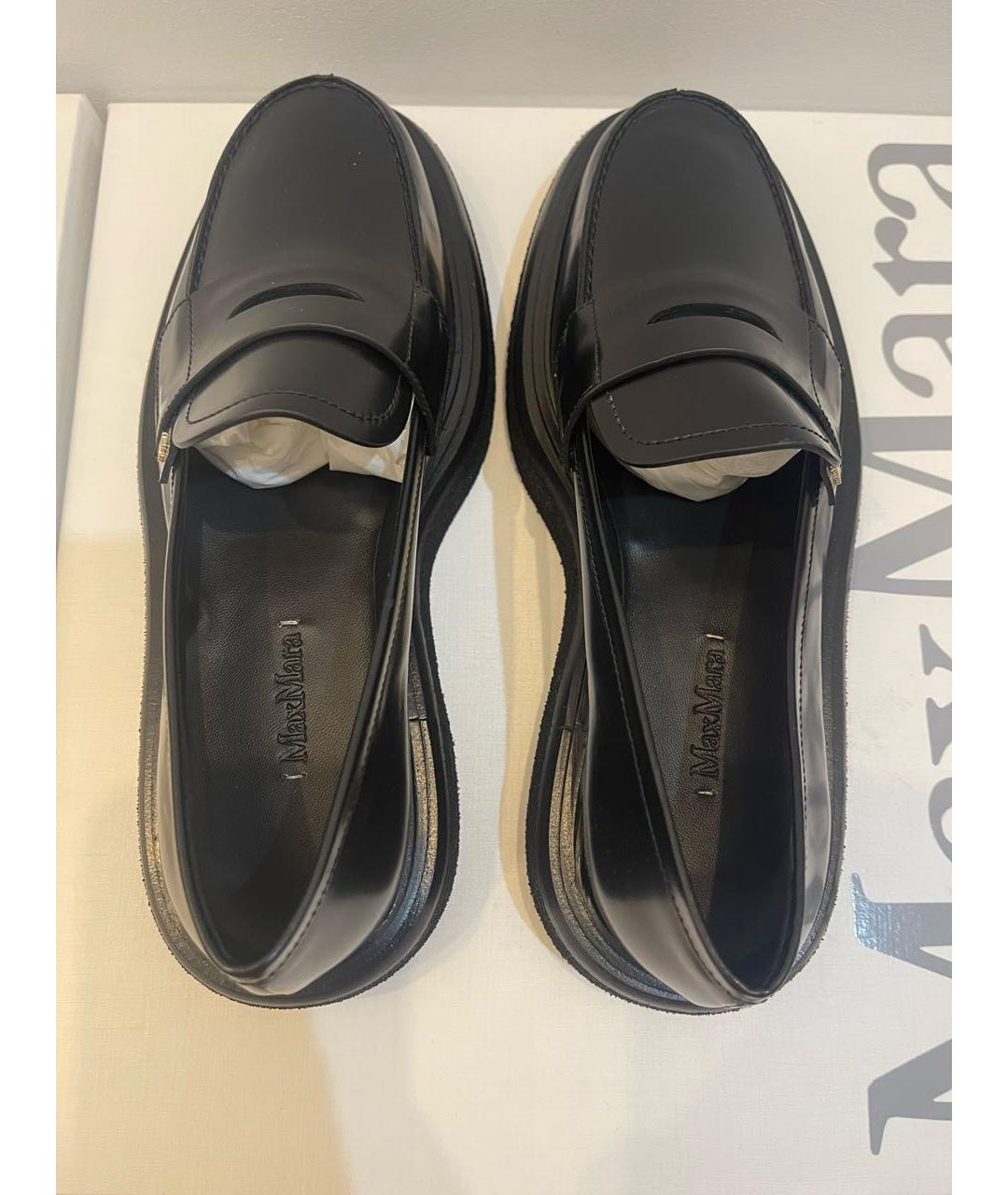 MAX MARA Черные кожаные лоферы, фото 3