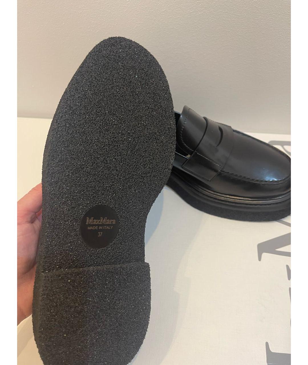 MAX MARA Черные кожаные лоферы, фото 6