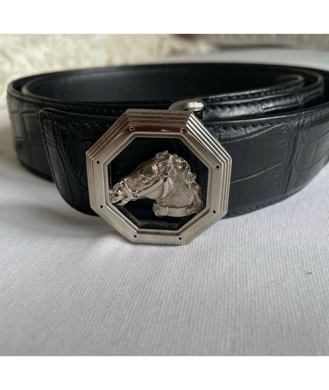 STEFANO RICCI Черный кожаный ремень, фото 2