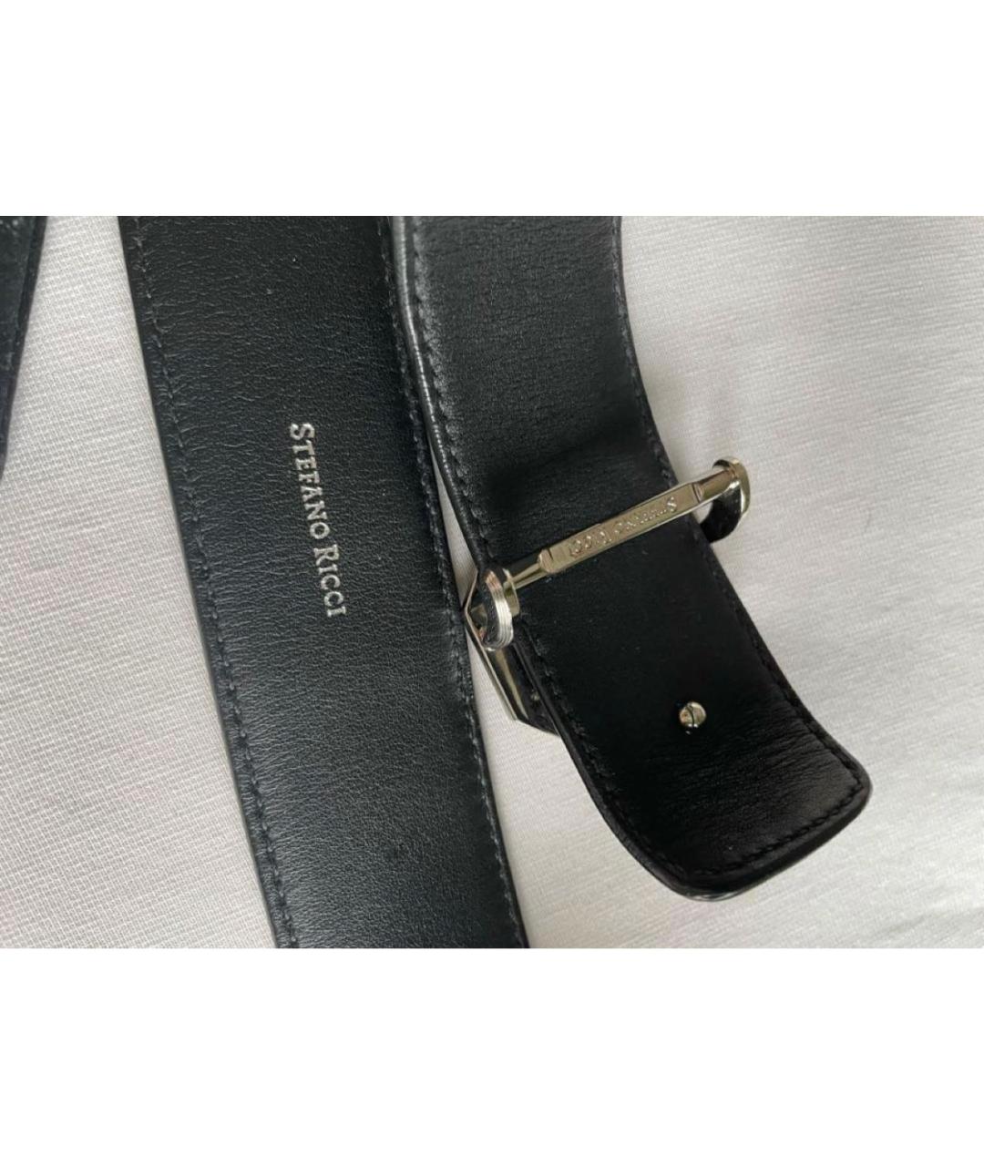 STEFANO RICCI Черный кожаный ремень, фото 4