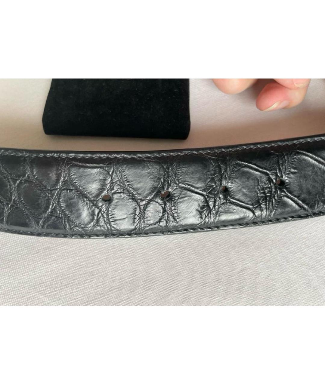 STEFANO RICCI Черный кожаный ремень, фото 8