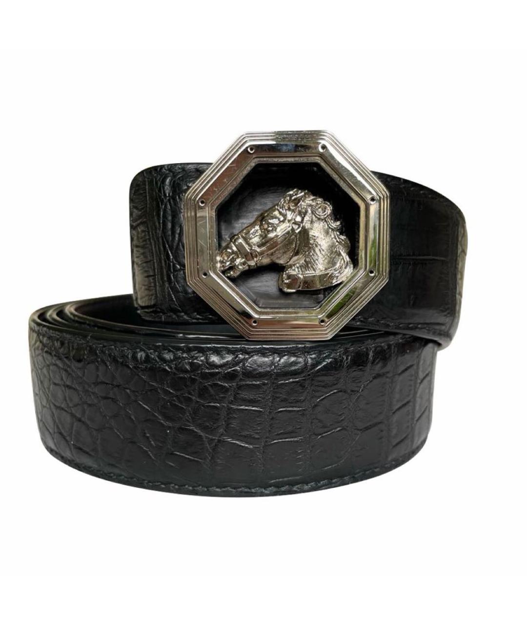 STEFANO RICCI Черный кожаный ремень, фото 1