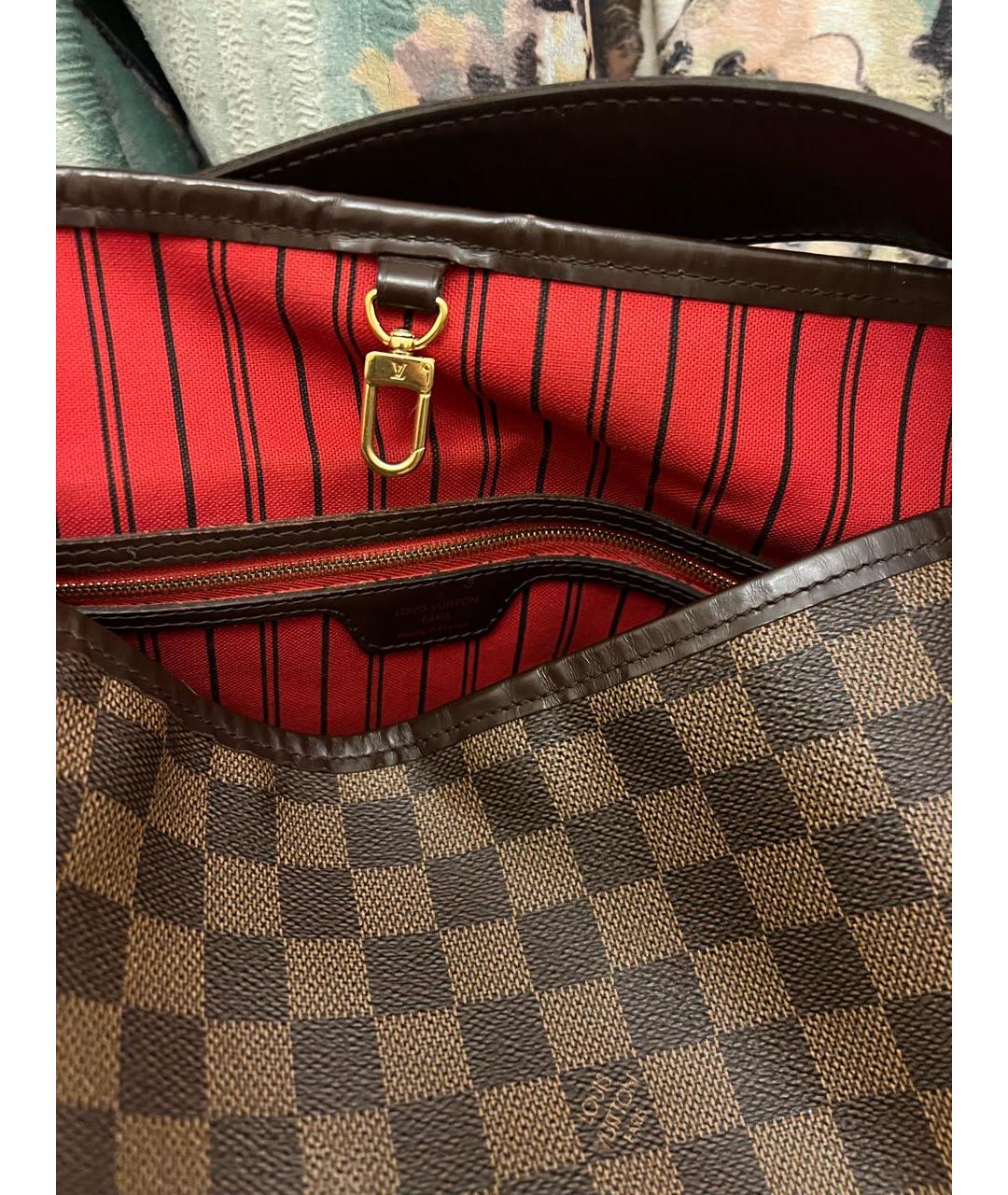 LOUIS VUITTON Коричневая кожаная сумка тоут, фото 8