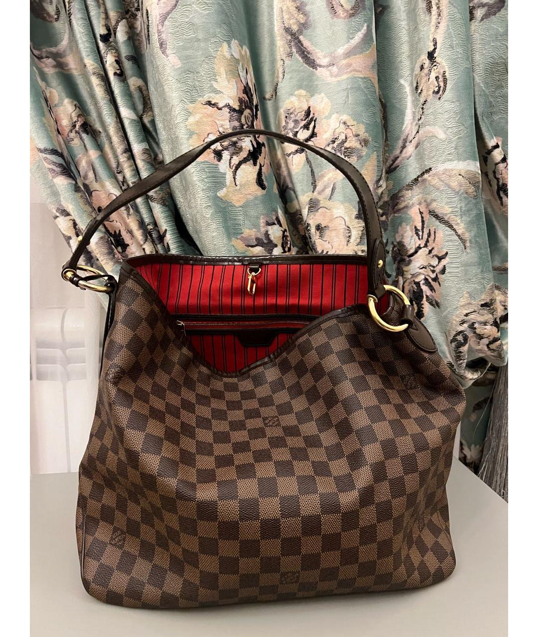 LOUIS VUITTON Коричневая кожаная сумка тоут, фото 6