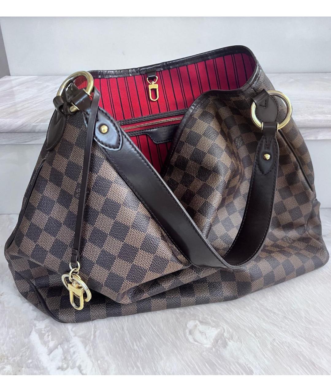 LOUIS VUITTON Коричневая кожаная сумка тоут, фото 2