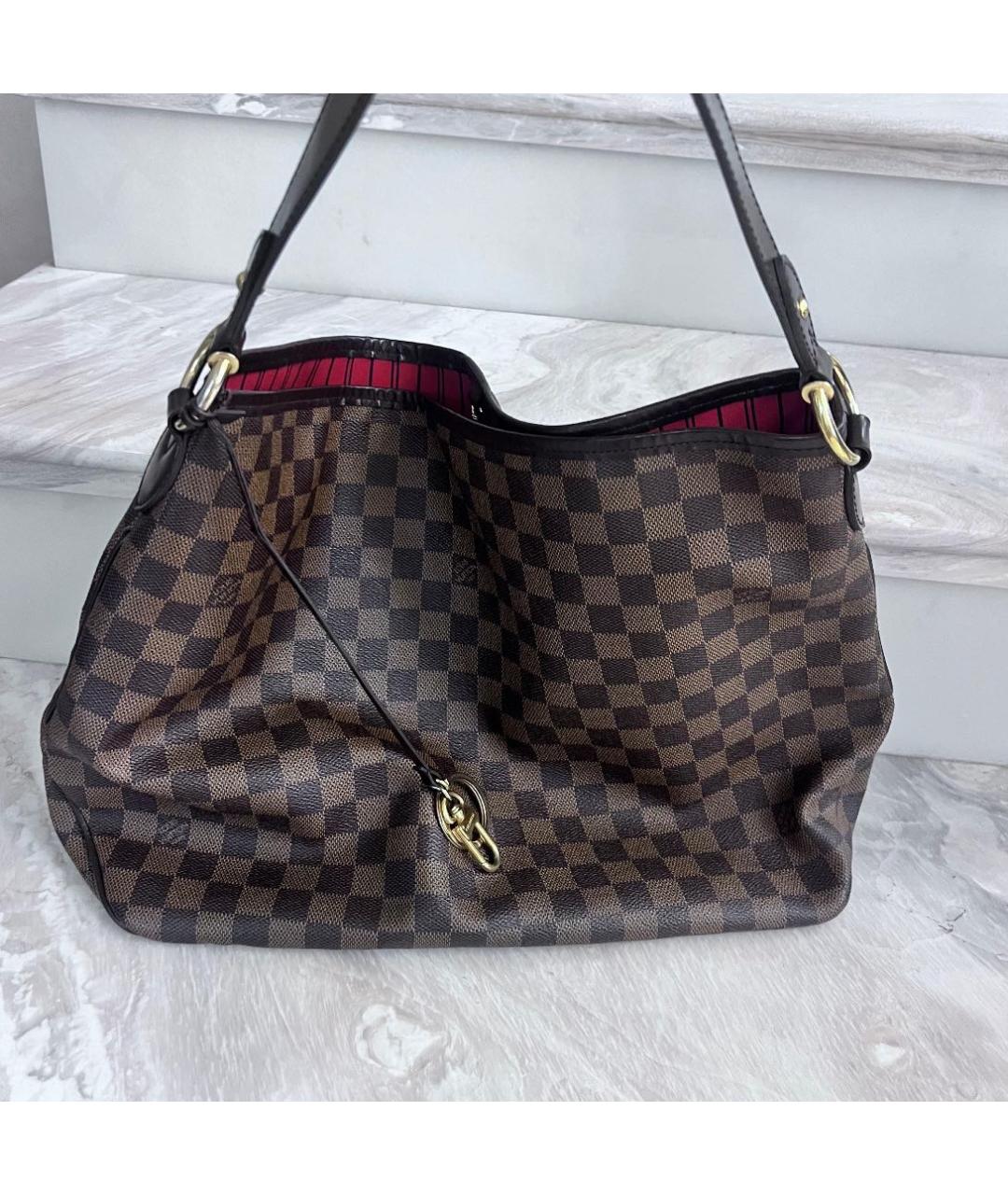 LOUIS VUITTON Коричневая кожаная сумка тоут, фото 7