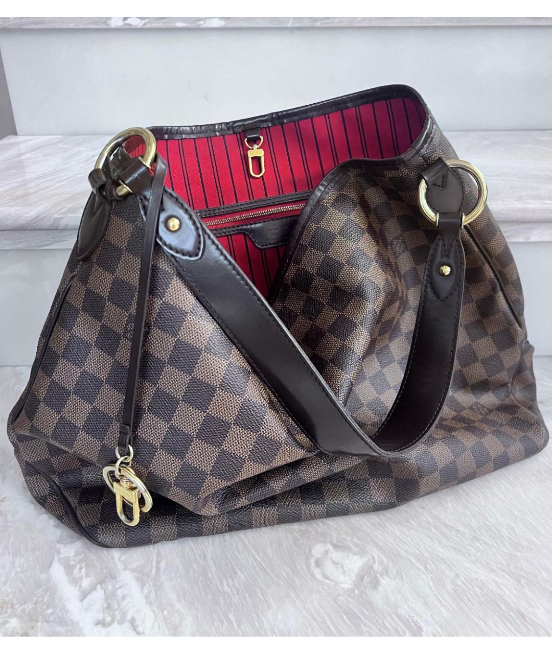 LOUIS VUITTON Коричневая кожаная сумка тоут, фото 9