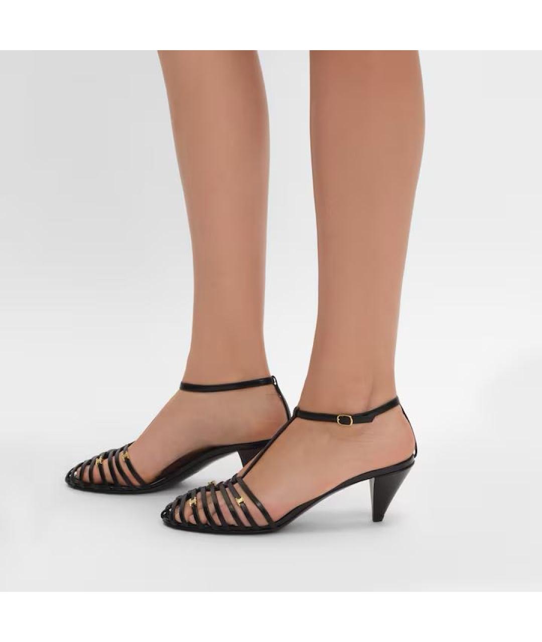 CELINE Черные кожаные босоножки, фото 2