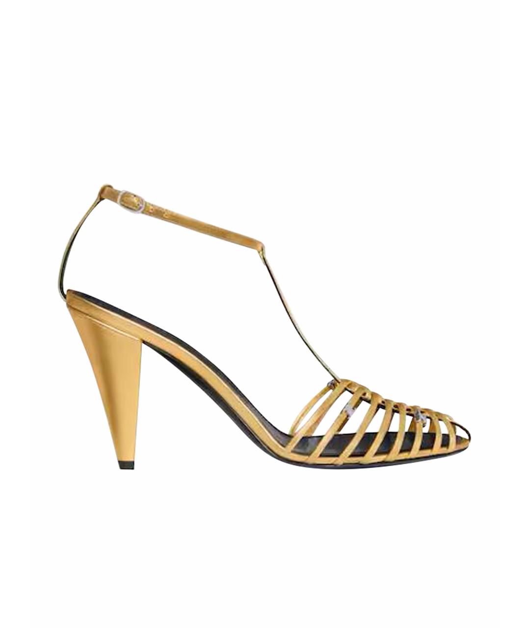 CELINE Желтые кожаные босоножки, фото 1