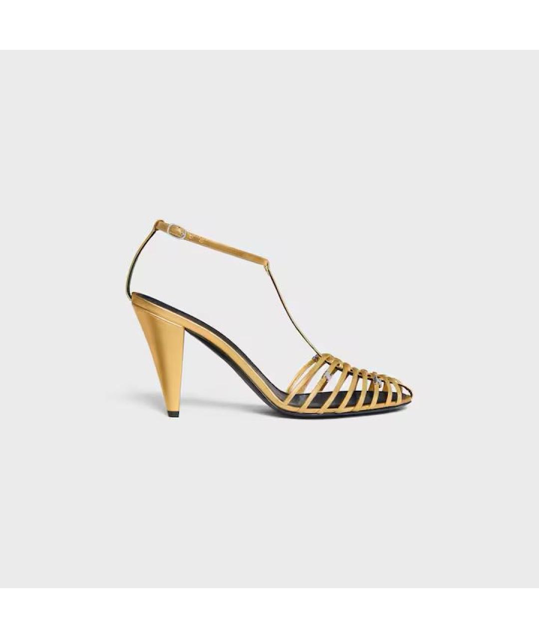 CELINE Желтые кожаные босоножки, фото 5