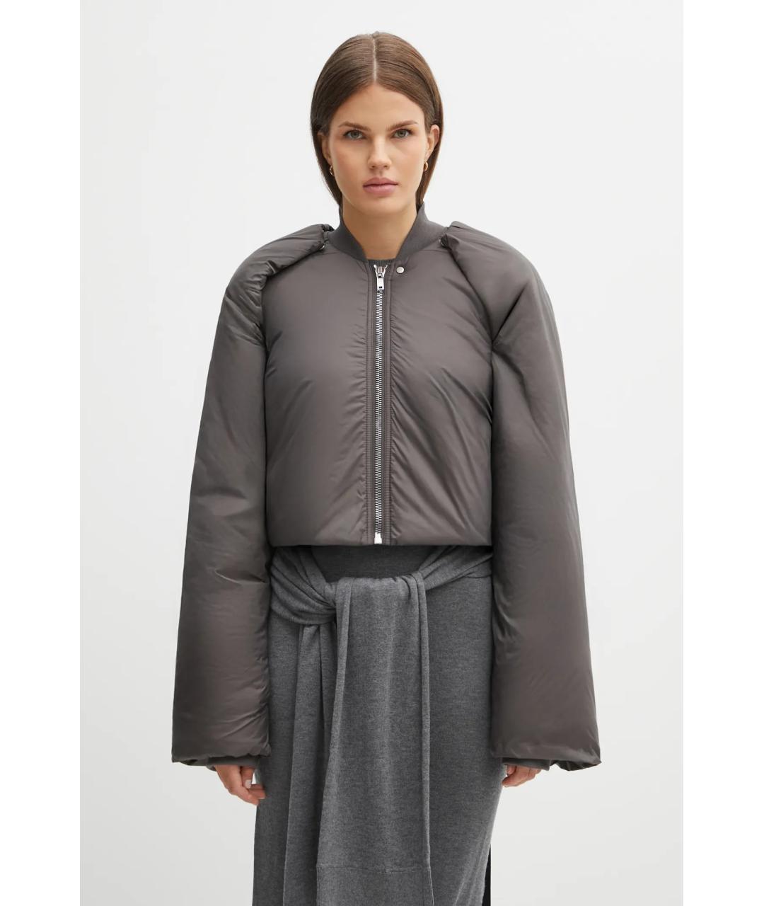RICK OWENS Серый полиамидовый пуховик, фото 3