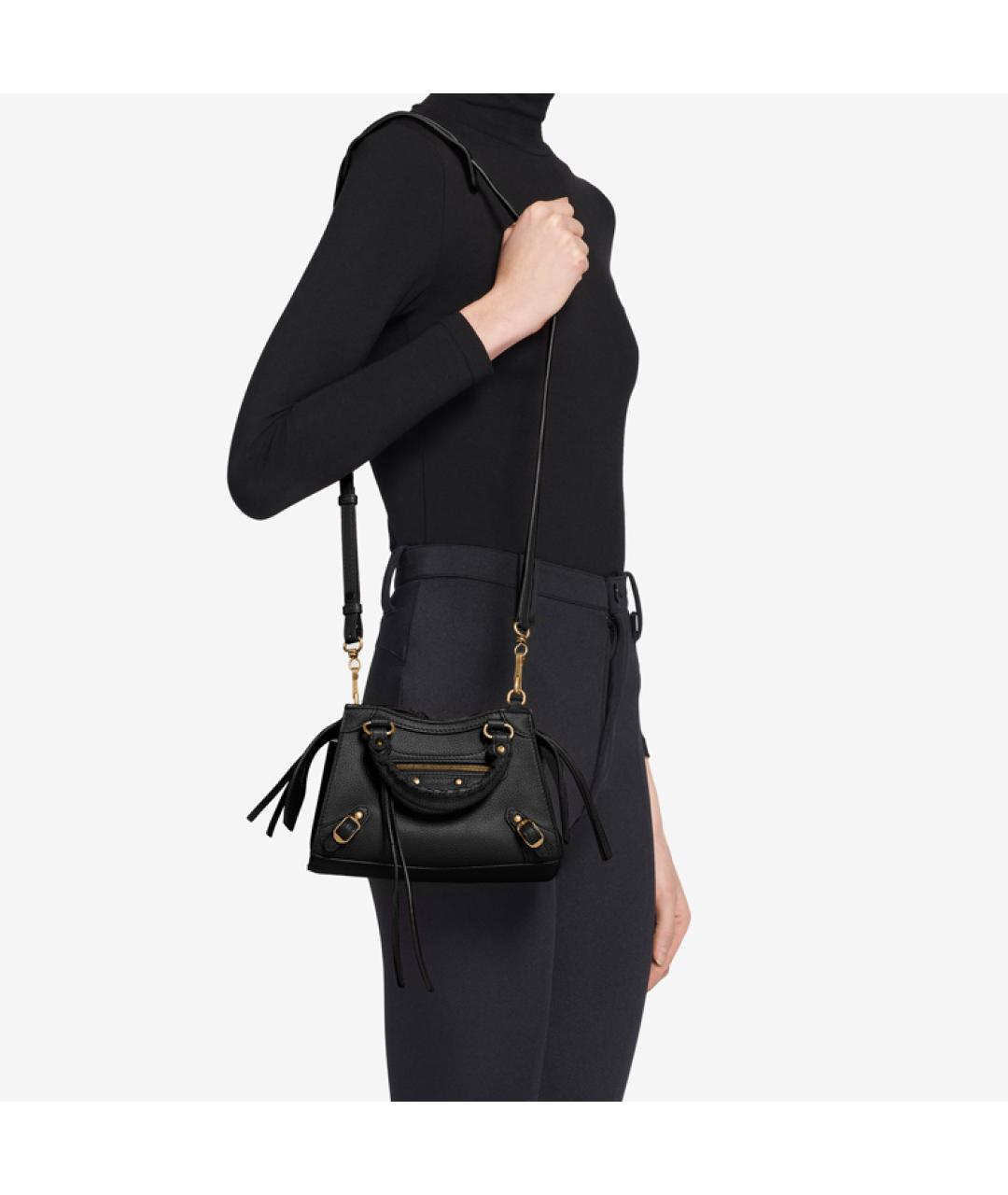 BALENCIAGA Черная кожаная сумка с короткими ручками, фото 6