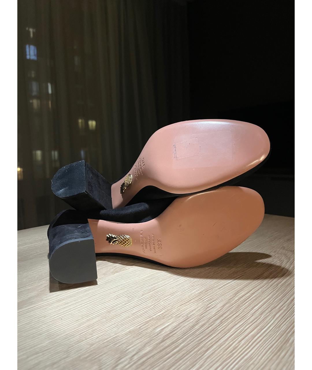 AQUAZZURA Черные замшевые ботильоны, фото 4