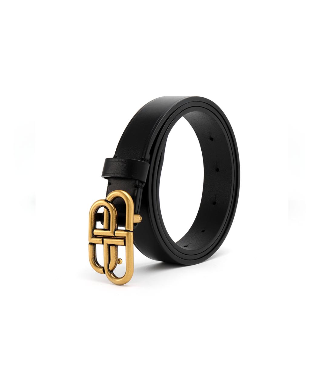 BALENCIAGA Черный кожаный ремень, фото 3