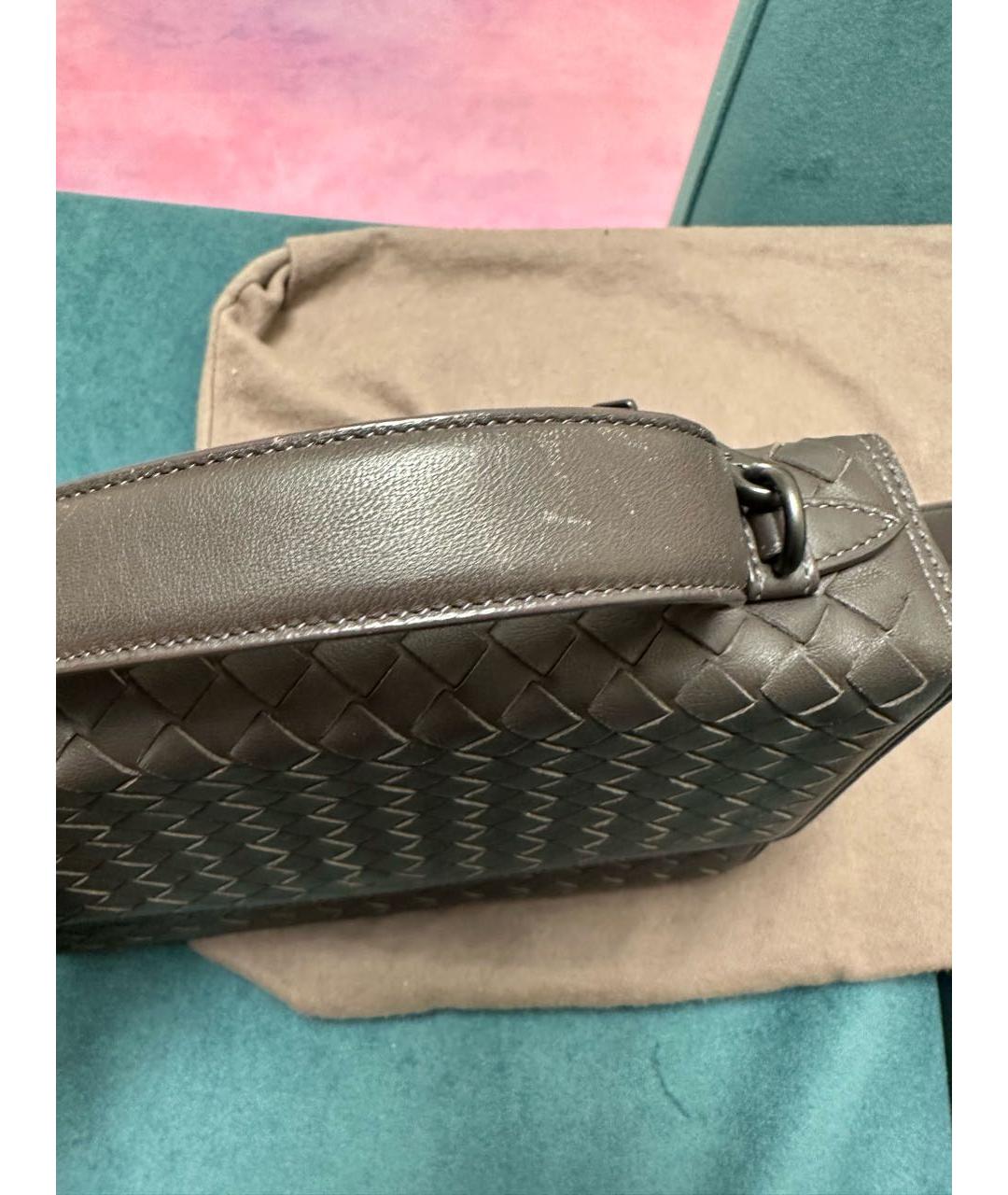 BOTTEGA VENETA Коричневая кожаная сумка через плечо, фото 4