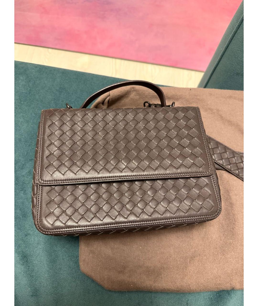 BOTTEGA VENETA Коричневая кожаная сумка через плечо, фото 5