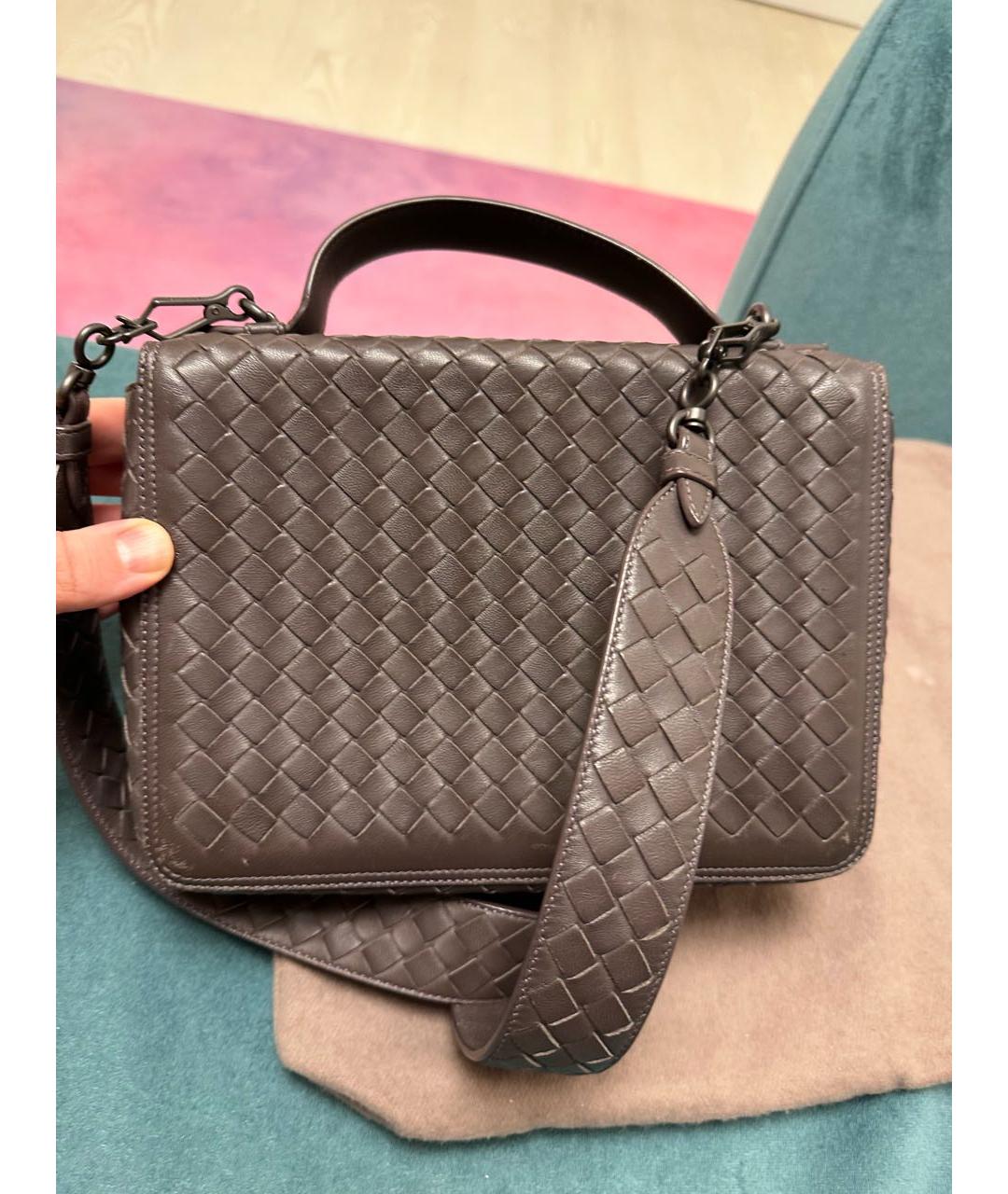 BOTTEGA VENETA Коричневая кожаная сумка через плечо, фото 2