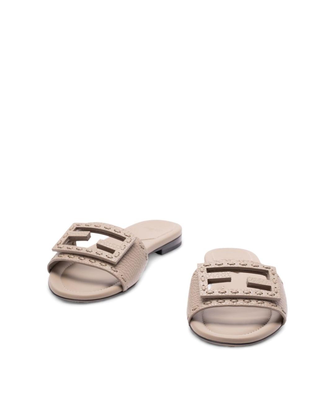 FENDI Серые кожаные сандалии, фото 4